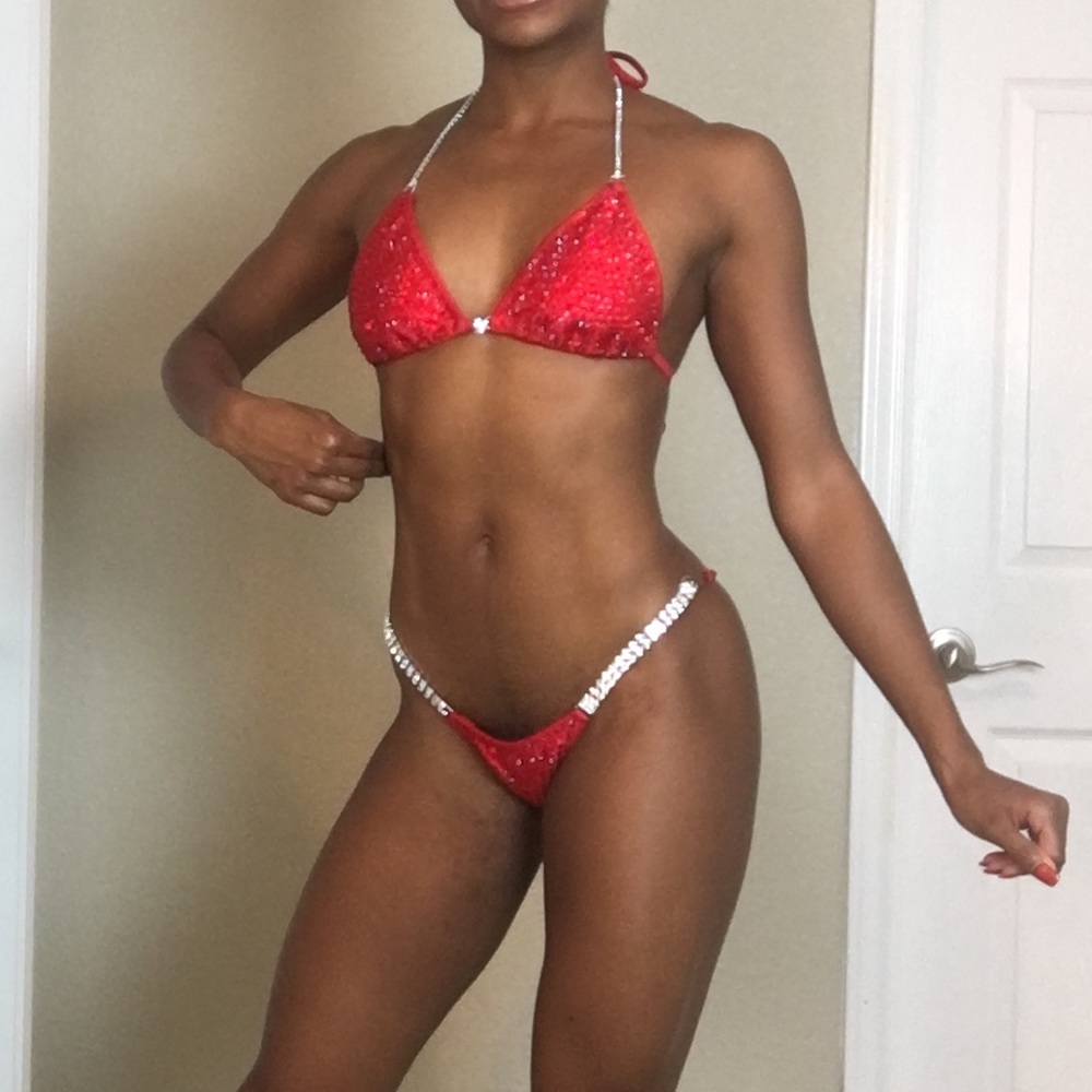 Red Rhinestone Competition Bikini